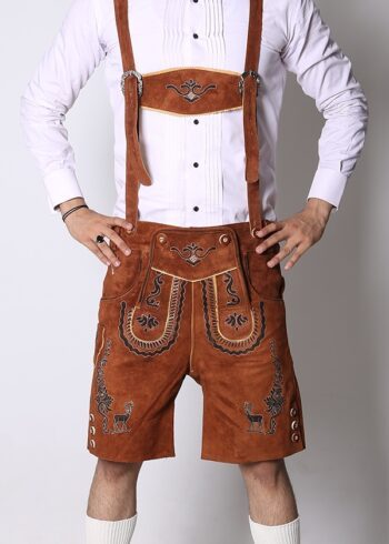 German Mens Lederhosen Brown Deer Motif