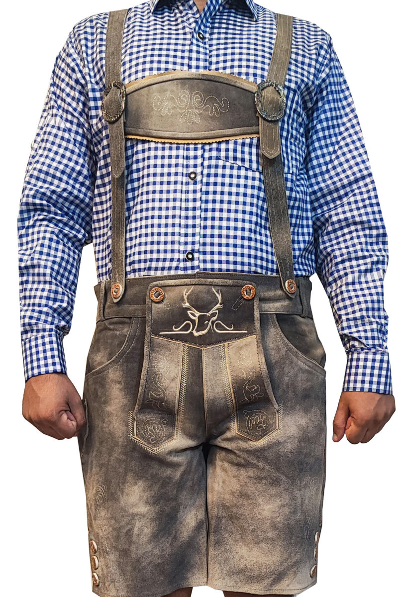 Traditional German Lederhosen Grey Slate