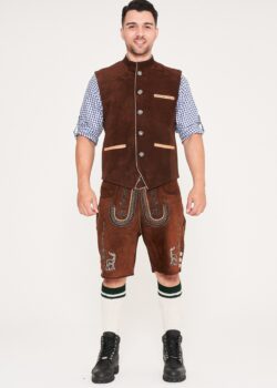 Traditional German Waistcoat Gold Brown_ Front View Pose