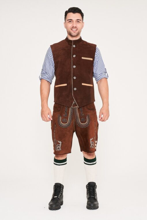 Traditional German Waistcoat Gold Brown_ Front View Pose