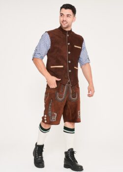 Traditional German Waistcoat Gold Brown_ Style View Pose