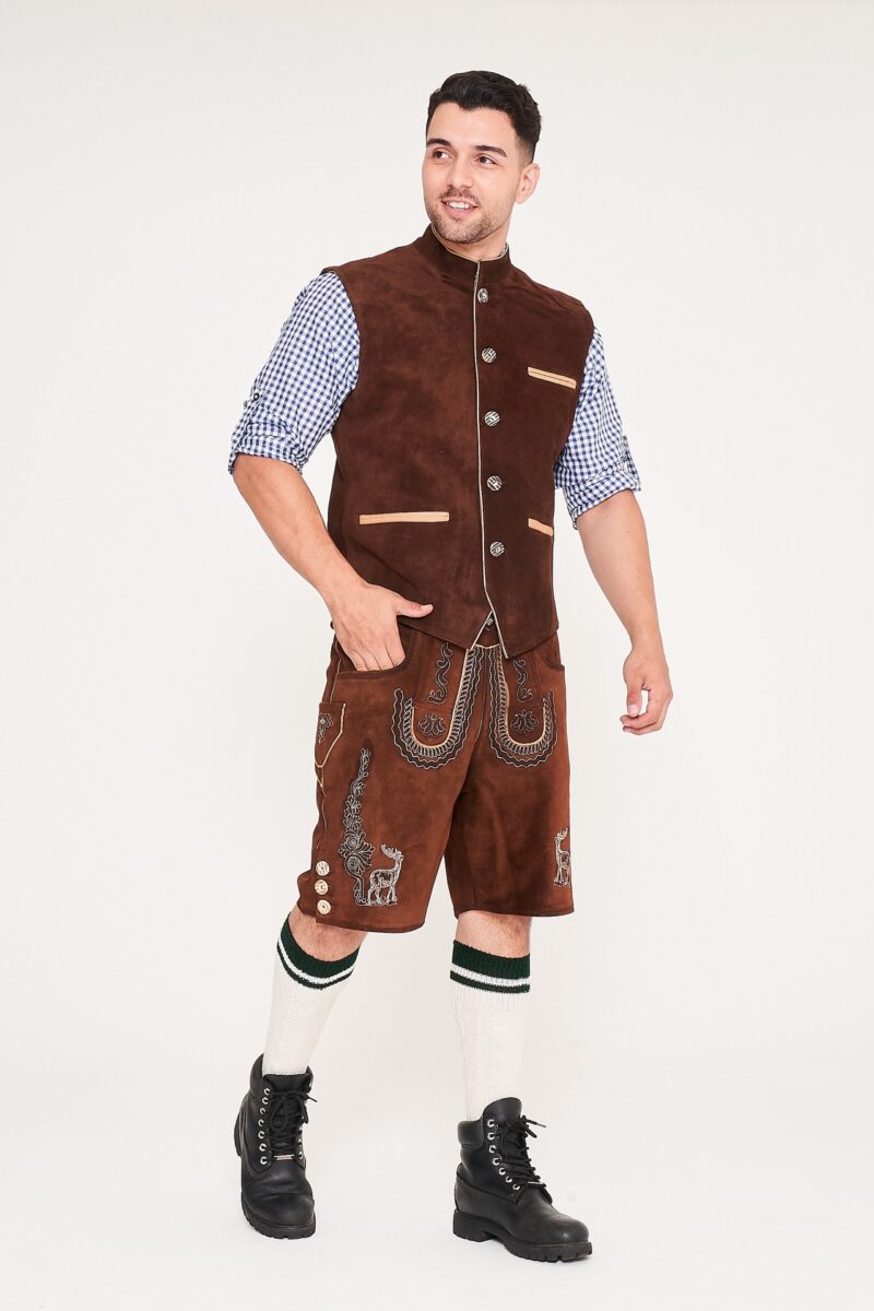 Traditional German Waistcoat Gold Brown_ Style View Pose