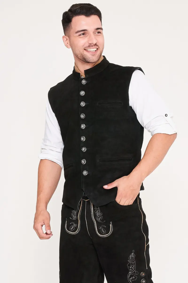 Traditional German Waistcoat Stone Black