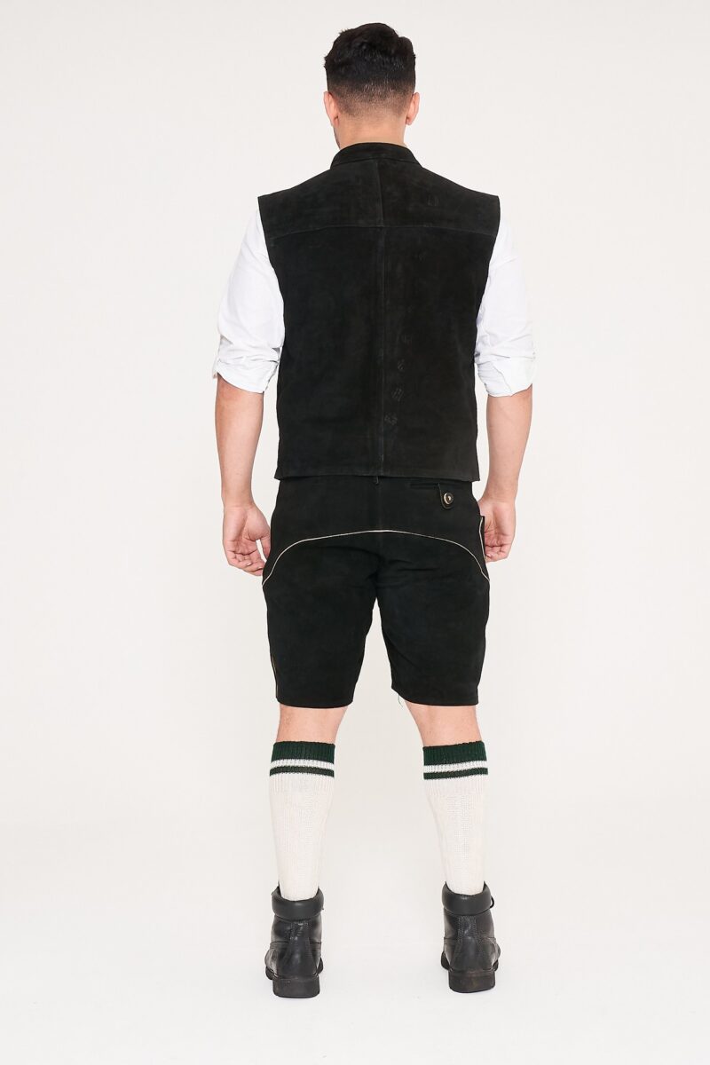 Traditional German Waistcoat Stone Black_ Full Back View Pose