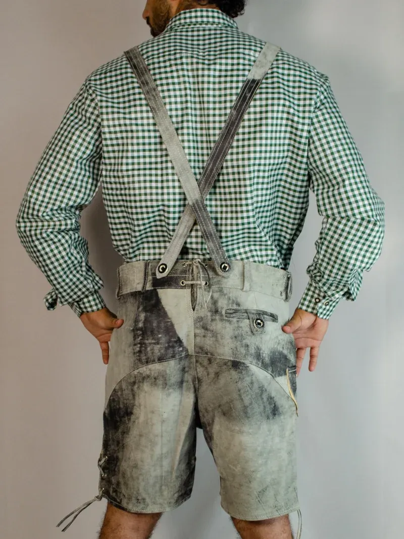Trachten Short Mens Lederhosen Shaded Grey - Image 3