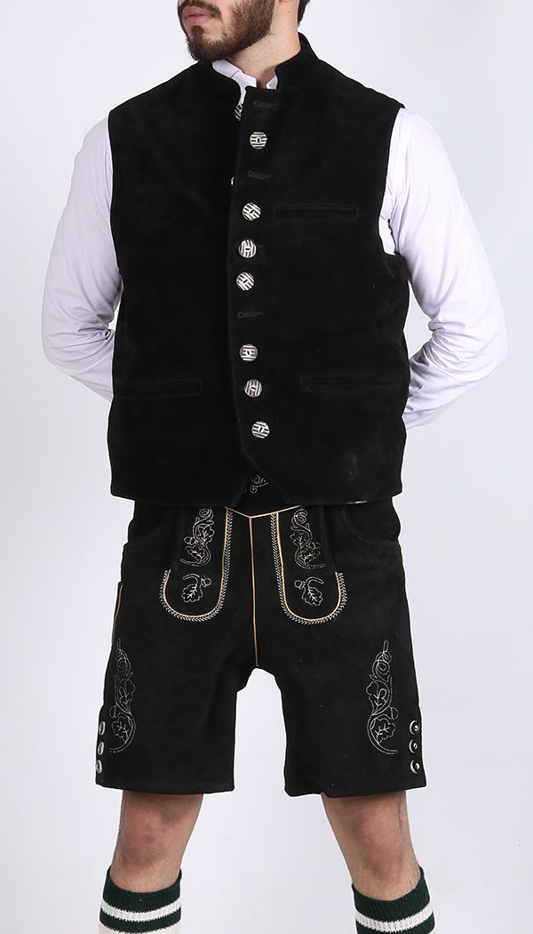Traditional German Waistcoat Stone Black