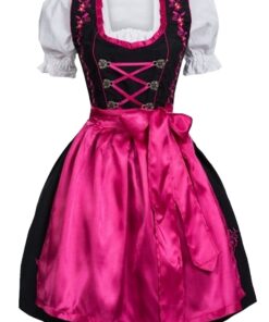 Dirndl Set Black with Pink Embroidery