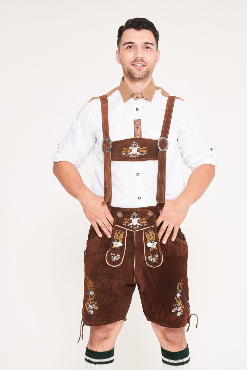 Bavarian Herren Lederhosen Dark Brown