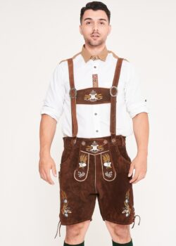 GloryStar Lederhosen Men German Bavarian Oktoberfest Leather Trousers Costume 