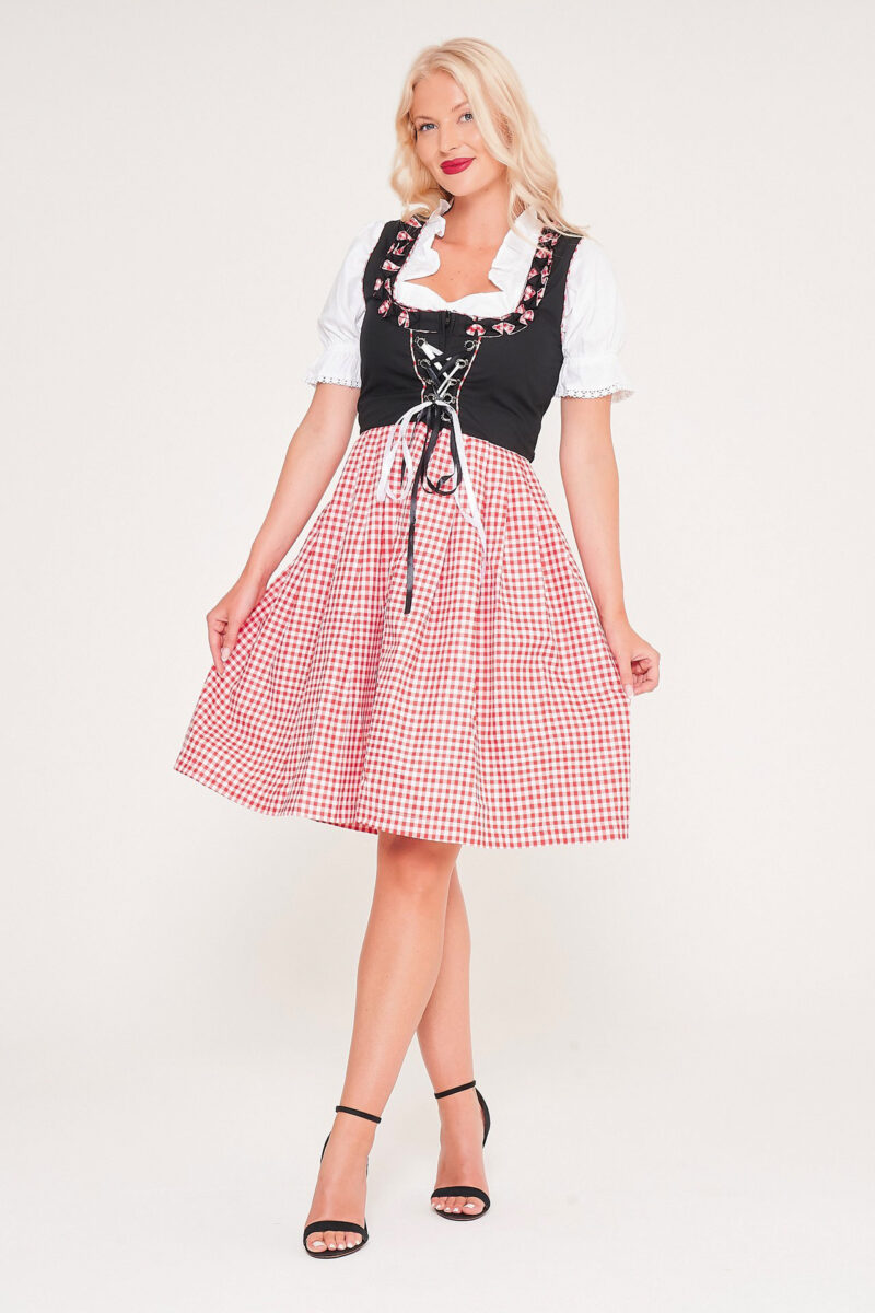 German Dirndl Dress Amara Black Pink_ Front View