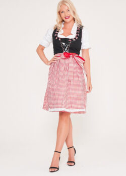 German Dirndl Dress Amara Black Pink_ Full Pose View