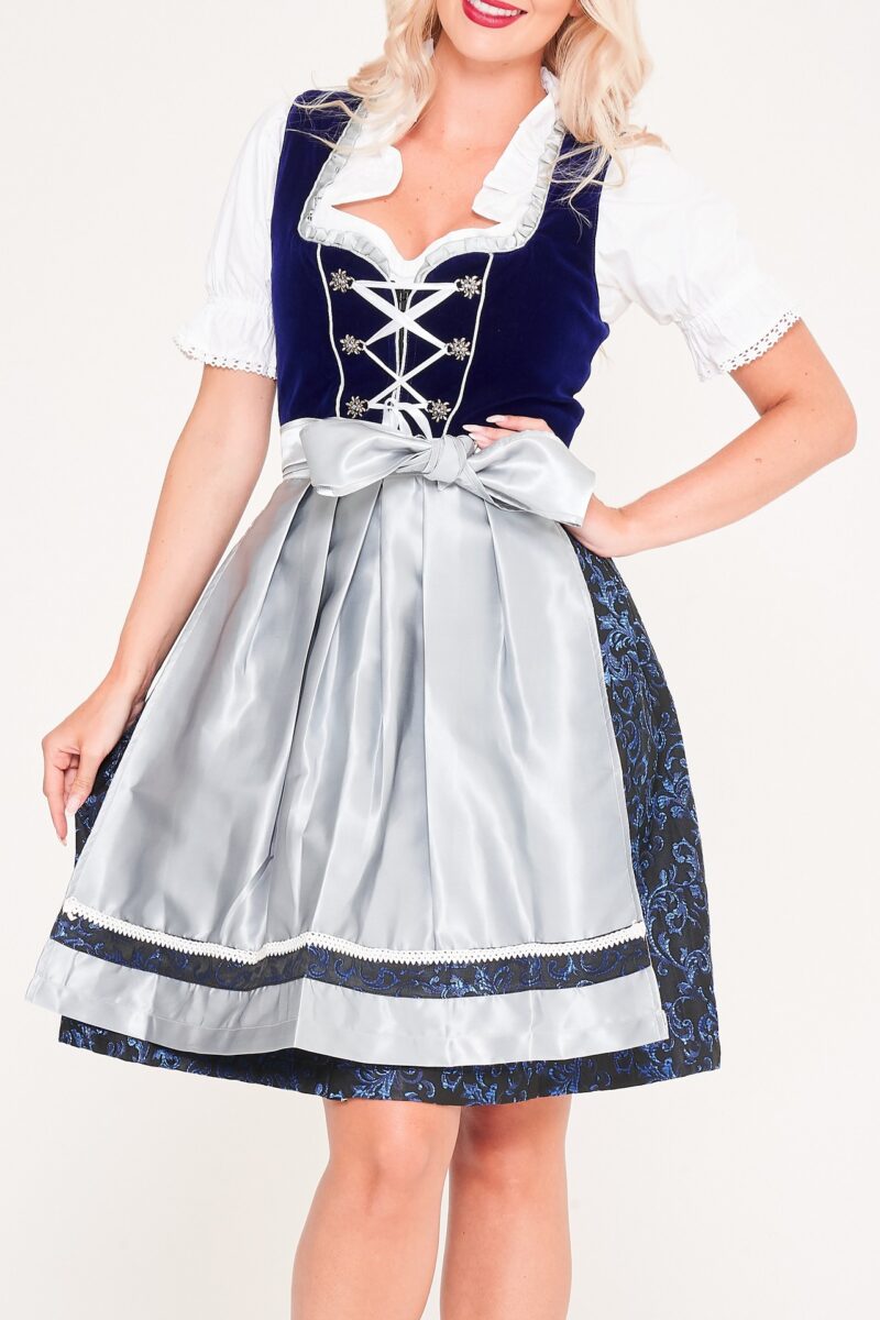 Vintage Traditional Dirndl Dress Dark Blue - Image 2