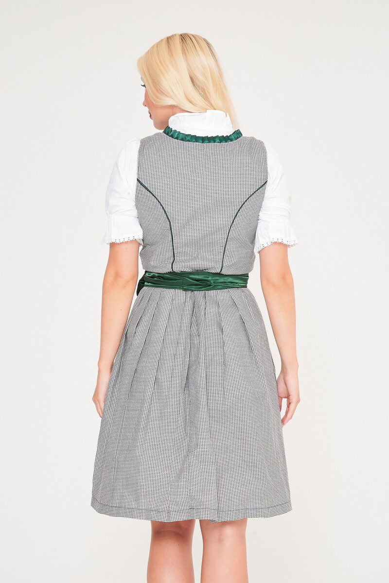 Midi Checkered Dirndl Vintage Green_ Back View Pose