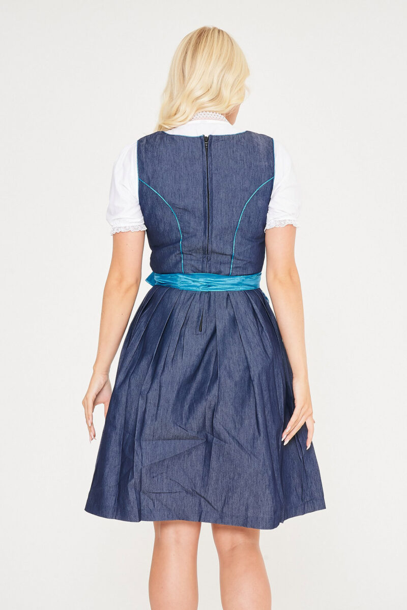 Midi German Dirndl Erna Black Sky_ Back Pose View