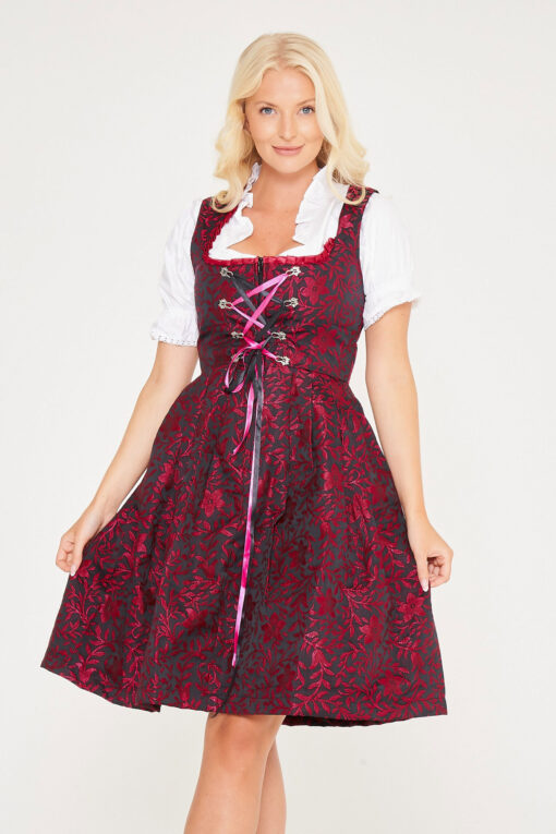 Midi Red Dirndl From Alpentrachten_ Close View Pose