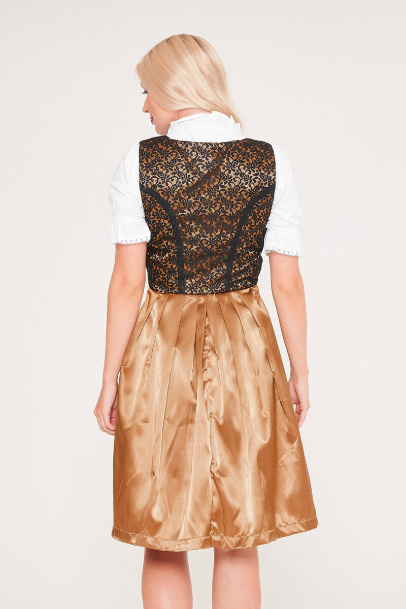 Vintage Midi Dirndl Betsy Black Gold_ Back View Pose