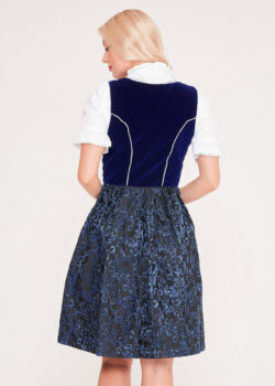Vintage Traditional Dirndl Dress Dark Blue_ Back View Pose