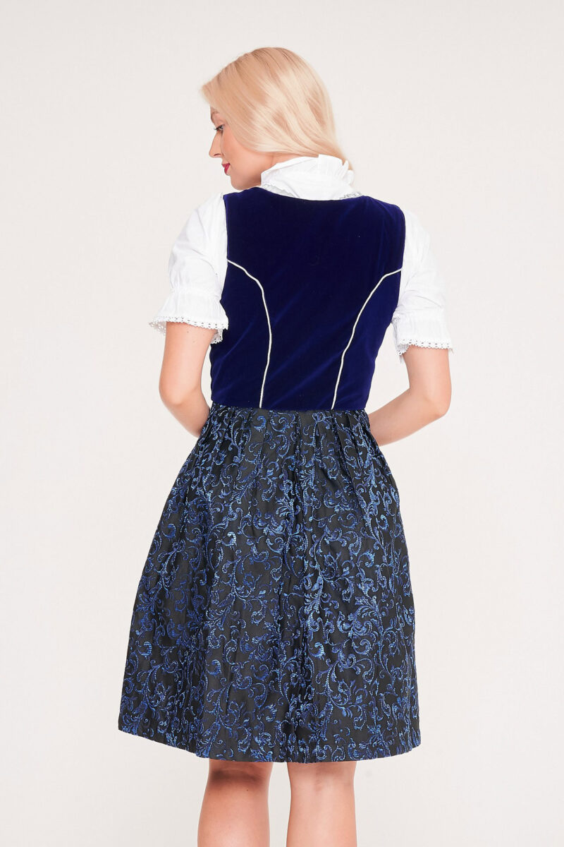 Vintage Traditional Dirndl Dress Dark Blue_ Back View Pose