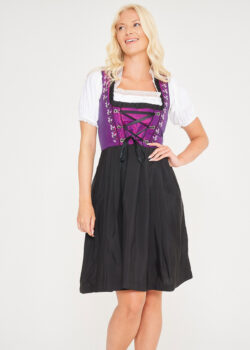 Vintage Traditional Dirndl Dress in Purple Color_ Close View Pose