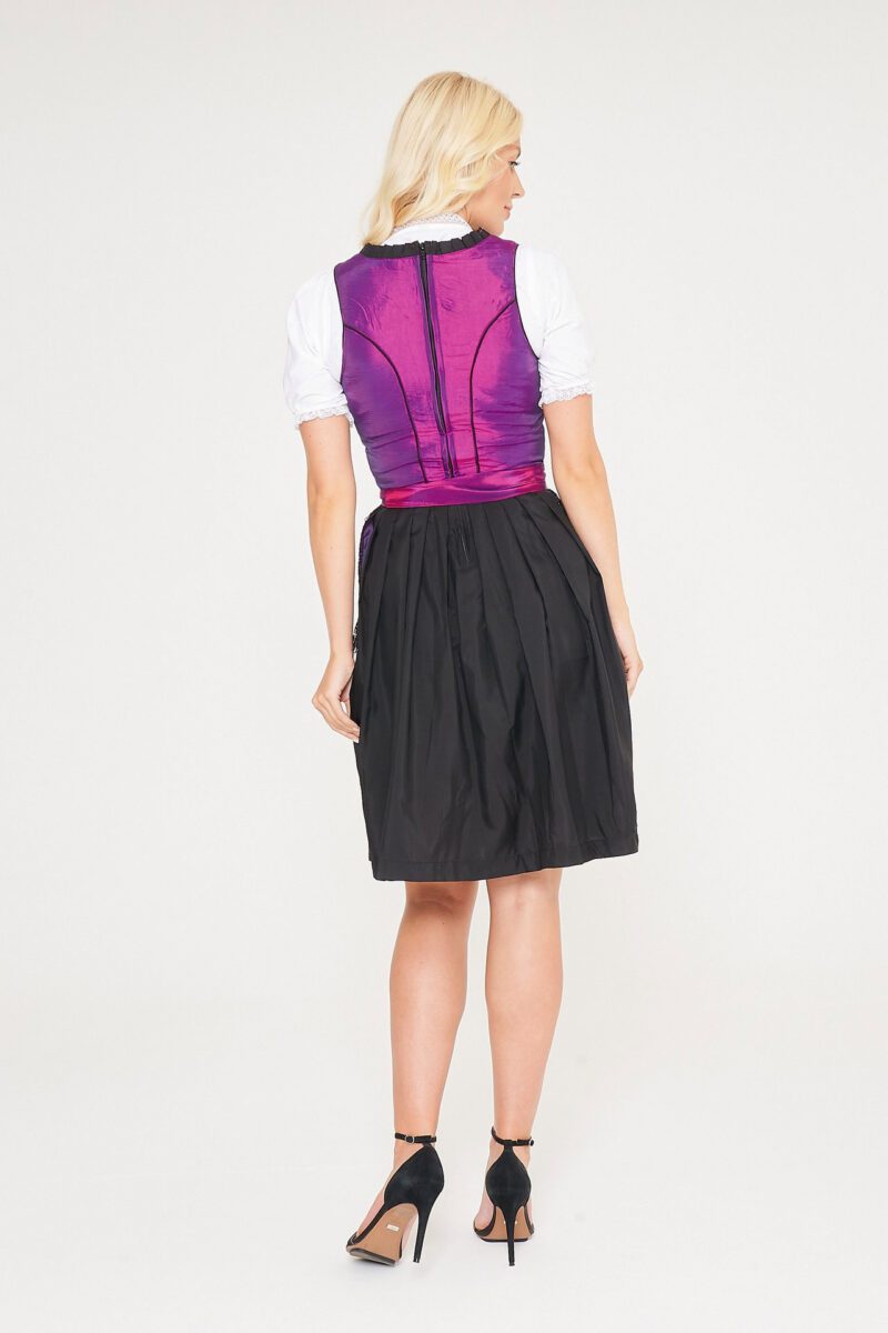 Vintage Traditional Dirndl Dress in Purple Color_ Full Back View Pose
