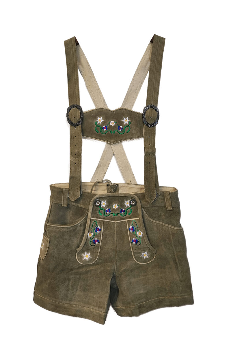 Olive Green Trachten Women Lederhosen Front View