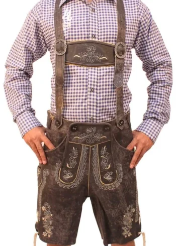 Short Platter Lederhosen Charcoal Black