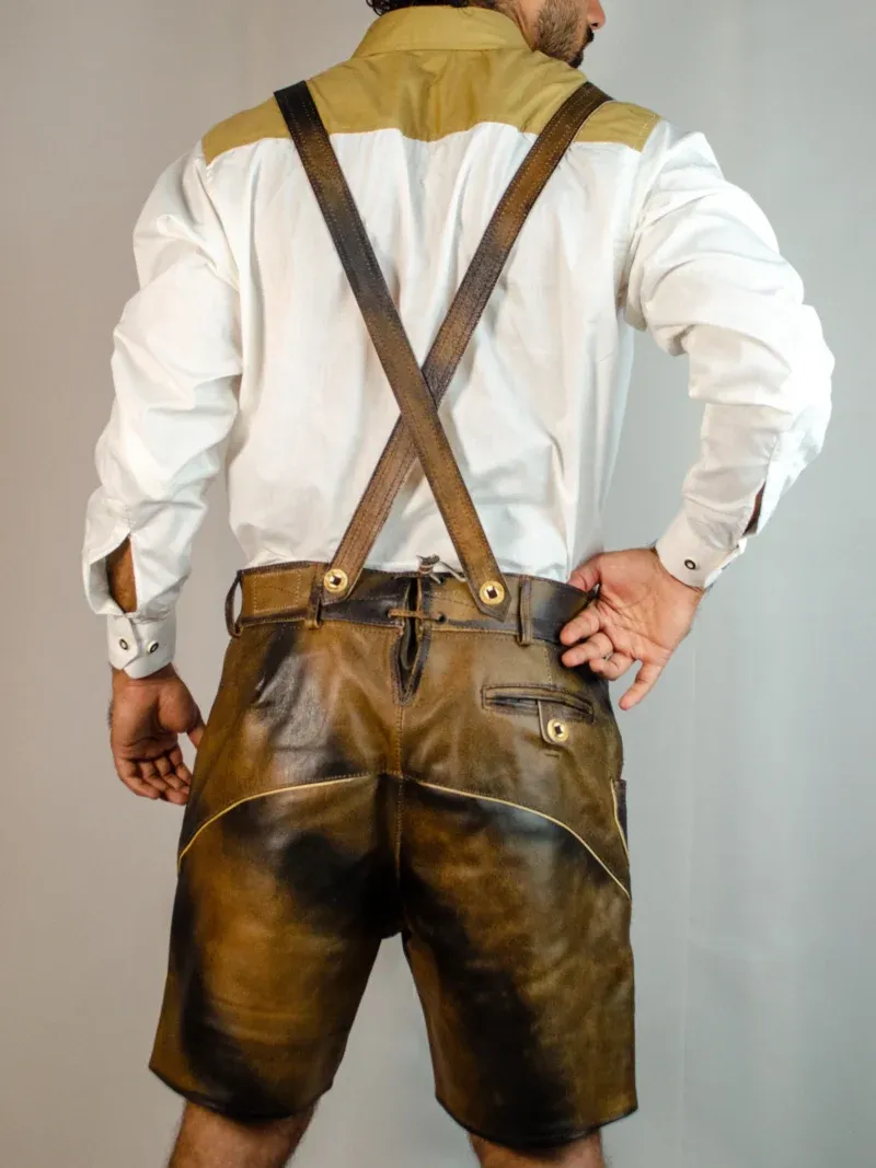 Trachten Short Men Lederhosen Dark Chocolate - Image 5