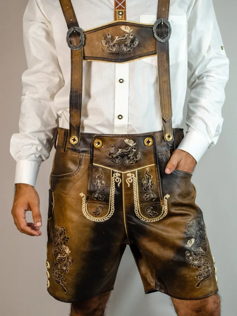 Trachten Short Men Lederhosen Dark Chocolate - Image 3