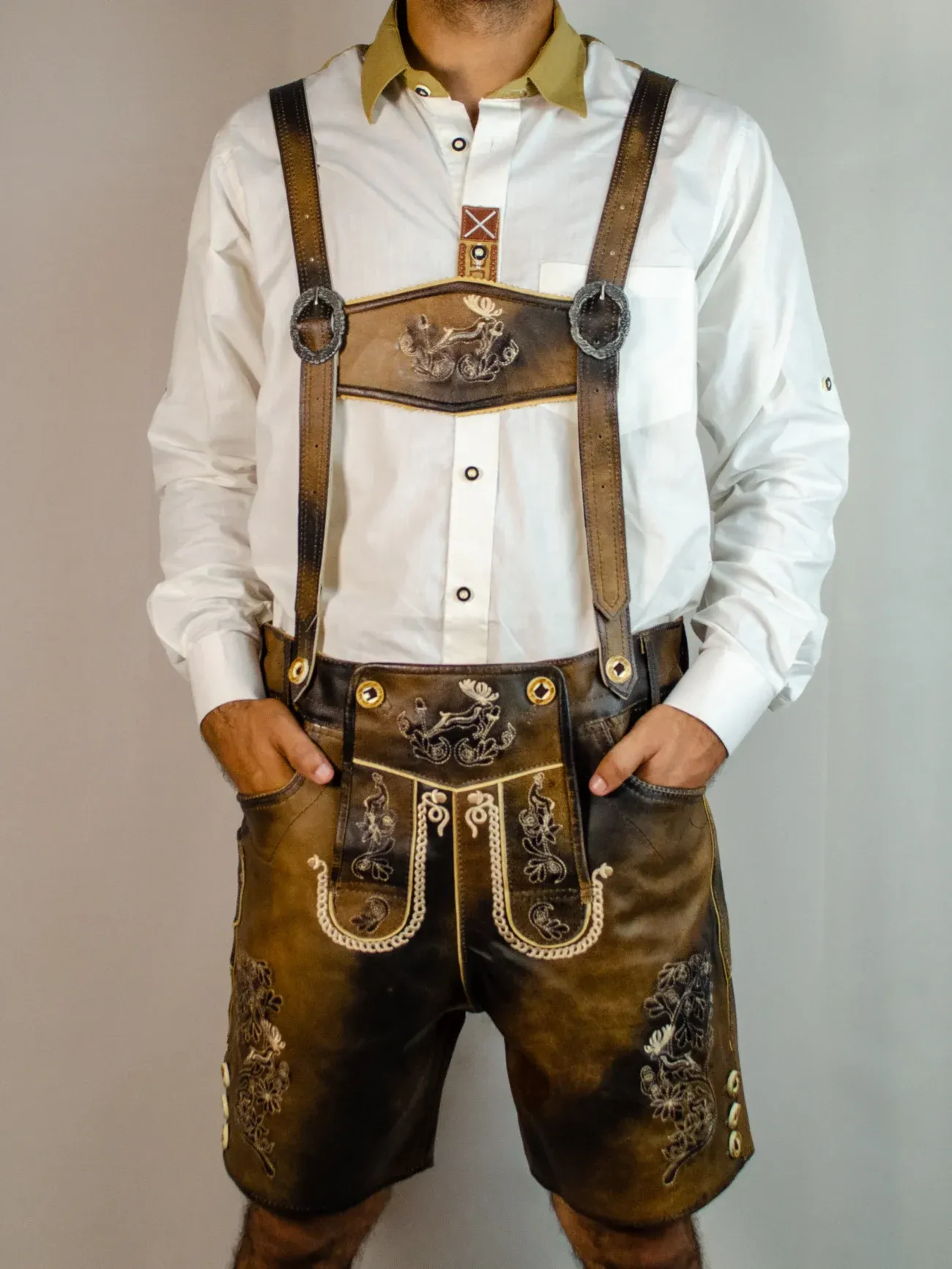 Trachten Short Men Lederhosen Dark Chocolate image