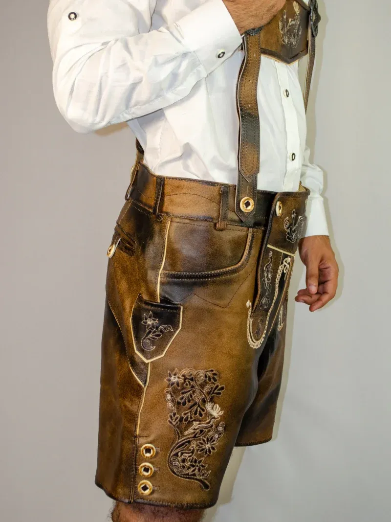 Trachten Short Men Lederhosen Dark Chocolate - Image 2