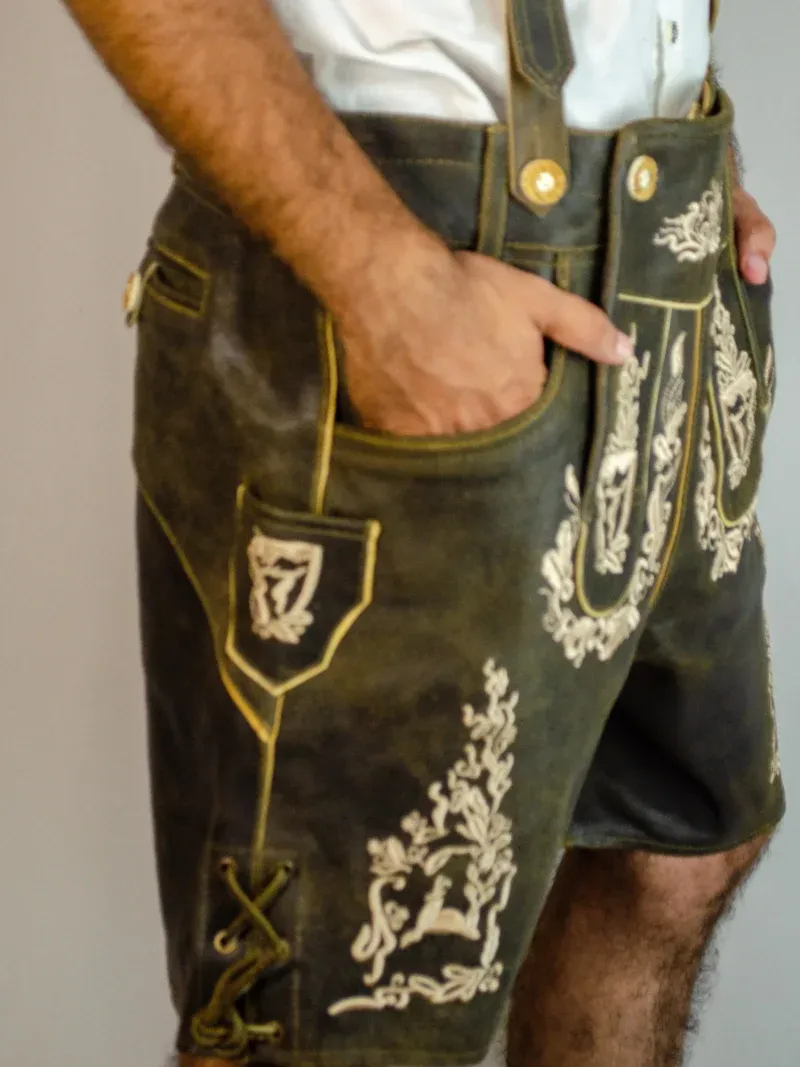 Bavarian Herren Lederhosen Rusty Tobacco - Image 3