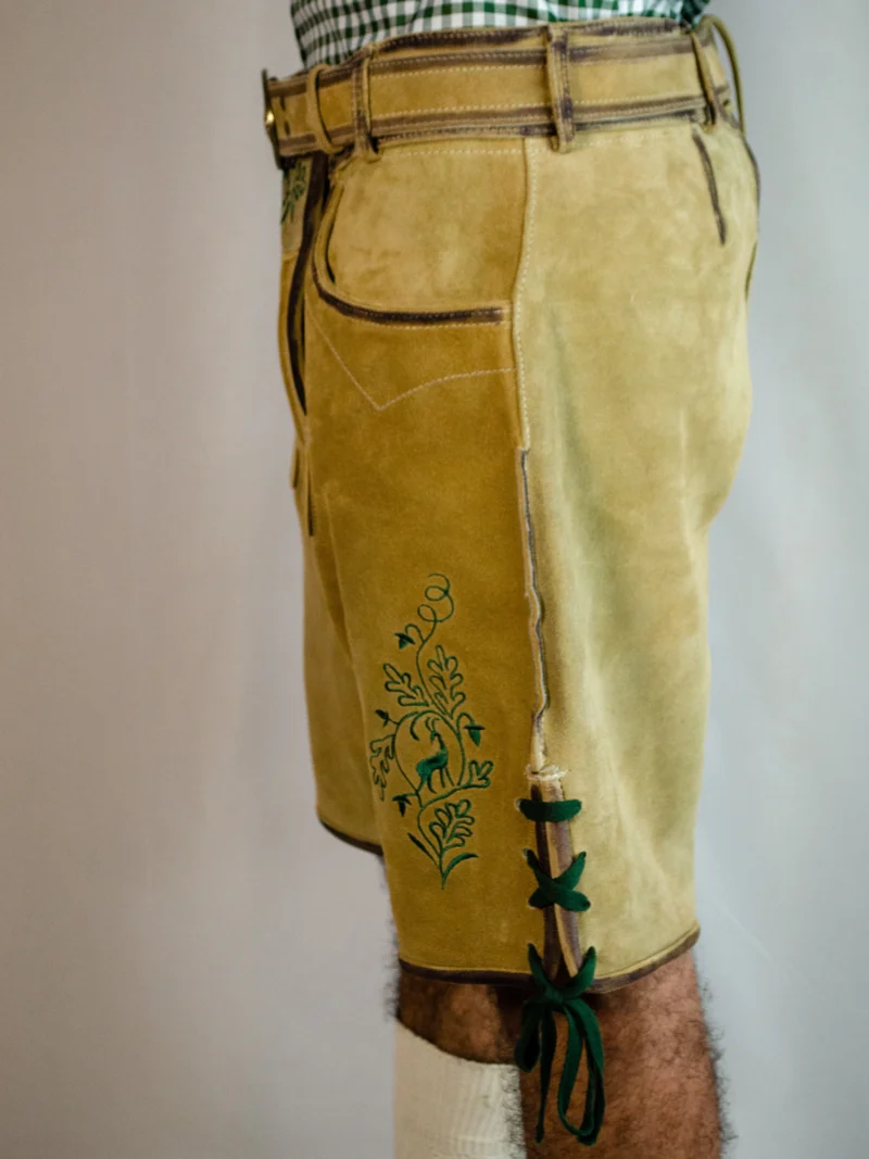 Handcrafted Oktoberfest Lederhosen in Light Gold - Image 4