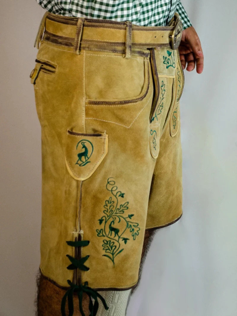 Handcrafted Oktoberfest Lederhosen in Light Gold - Image 5
