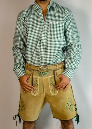 Handcrafted Oktoberfest Lederhosen in Light Gold main