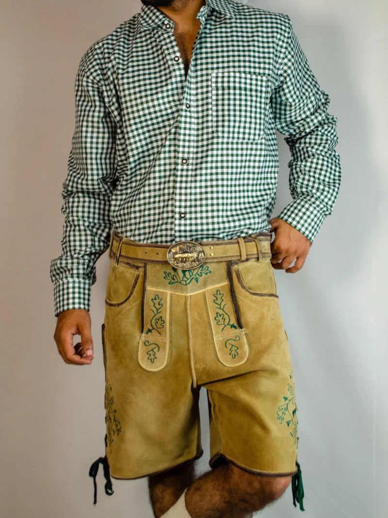 Handcrafted Oktoberfest Lederhosen in Light Gold - Image 3