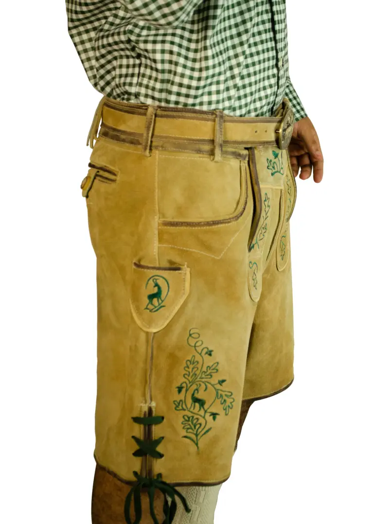 Handcrafted Oktoberfest Lederhosen in Light Gold - Image 2