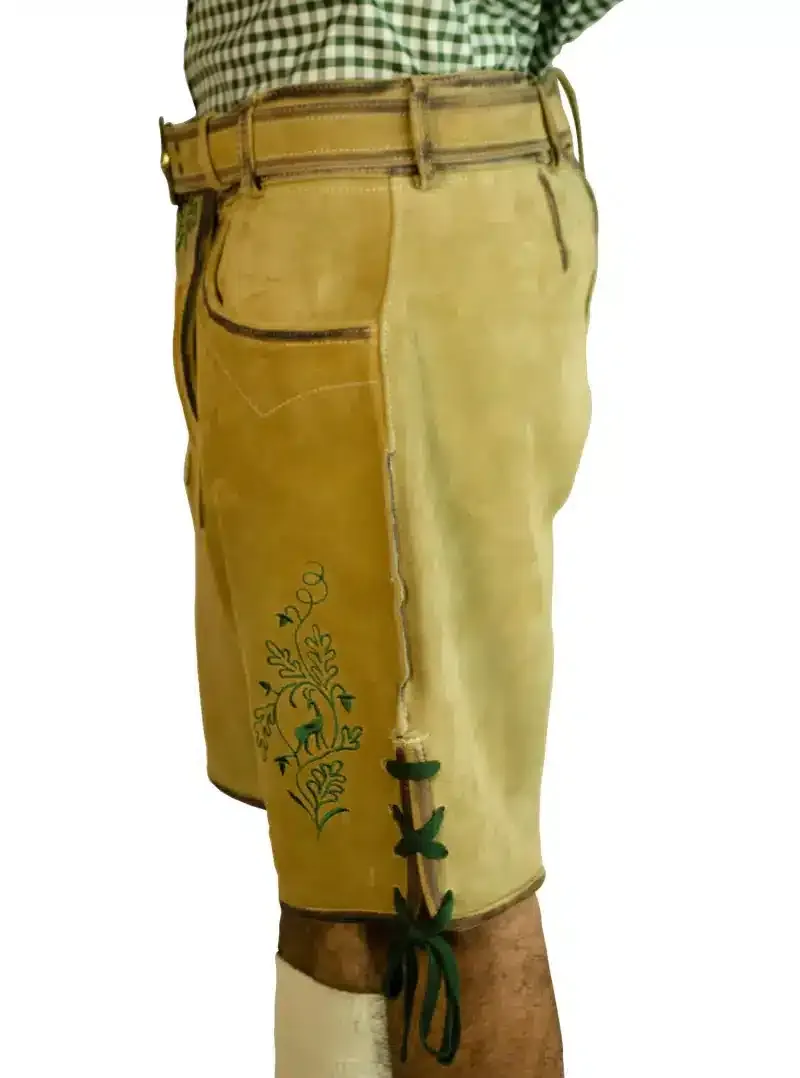 Handcrafted Oktoberfest Lederhosen in Light Gold - Image 3
