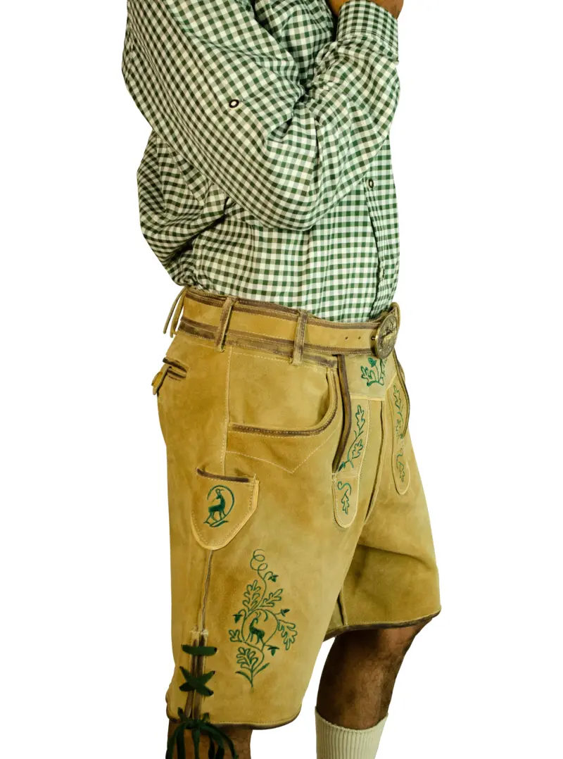 Handcrafted Oktoberfest Lederhosen in Light Gold - Image 4