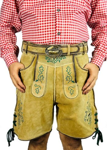 Handcrafted Oktoberfest Lederhosen in Light Gold