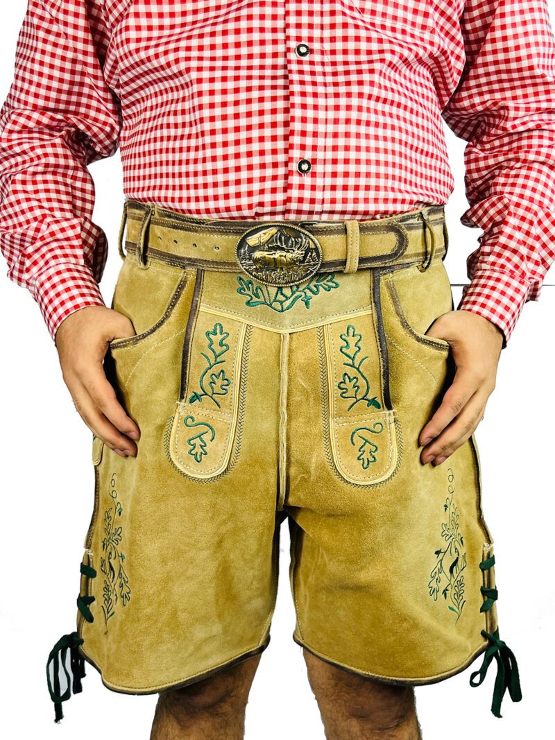 Handcrafted Oktoberfest Lederhosen in Light Gold