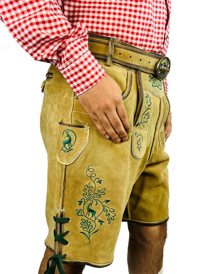 Handcrafted Oktoberfest Lederhosen in Light Gold - Image 5