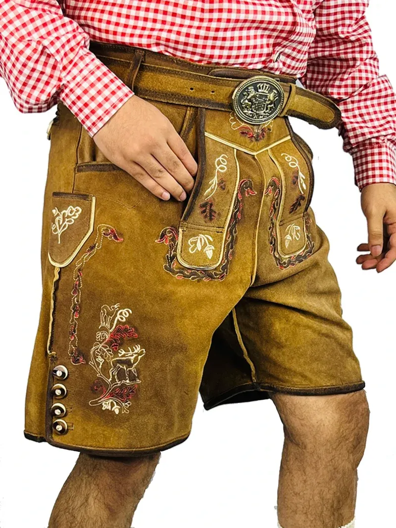 Vintage Lederhosen Men in Brown - Image 3