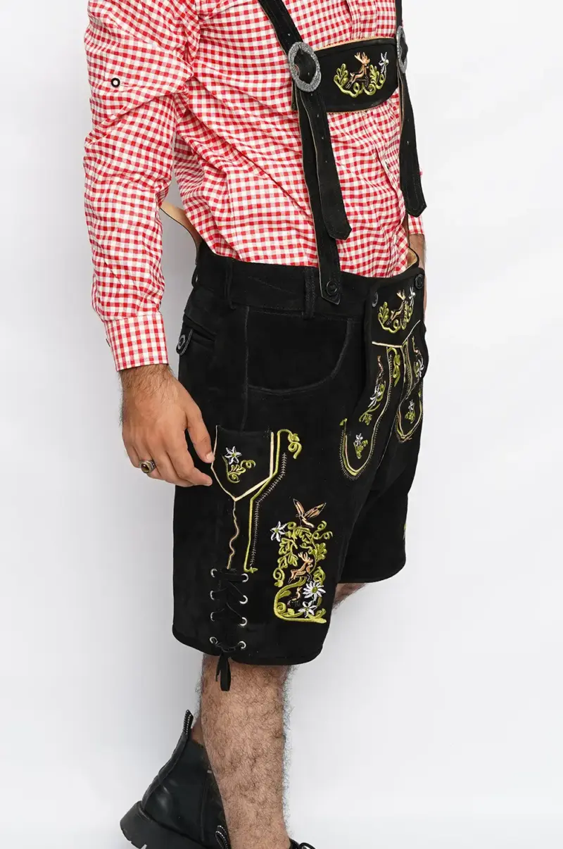 Multi Embroidered Short Lederhosen Night Black - Image 2