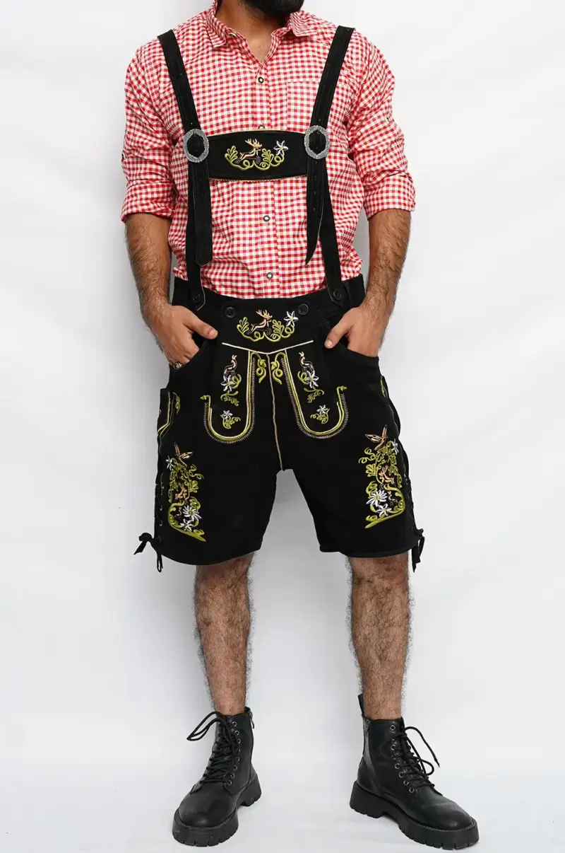Multi Embroidered Short Lederhosen Night Black - Image 4