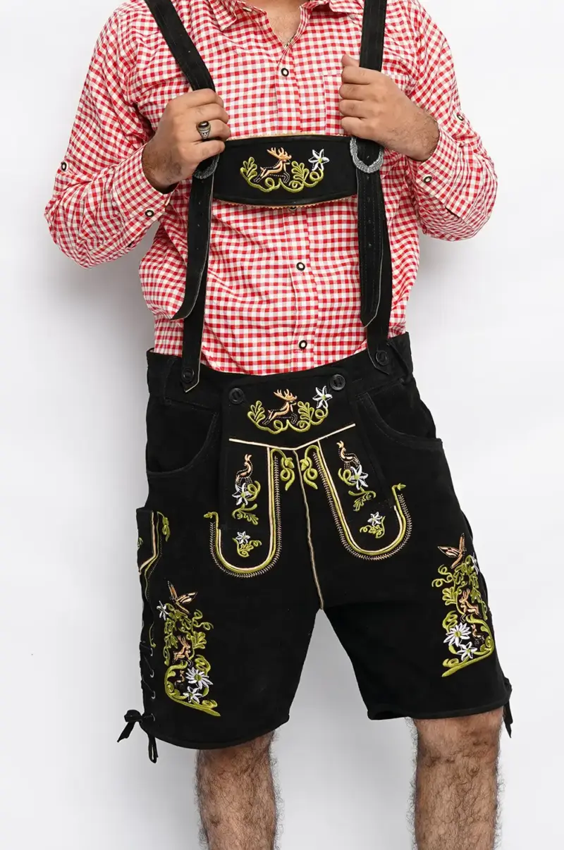 Multi Embroidered Short Lederhosen Night Black - Image 3