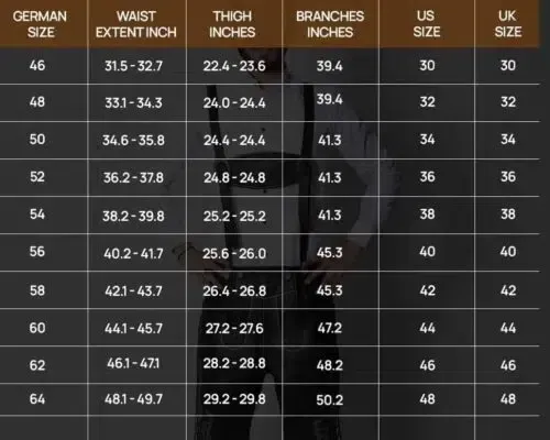 Men's Lederhosen Size Chart and Measurement Guide - Lederhosen For Sale